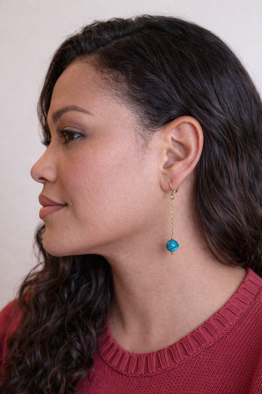 the Blue Tiger Eye Drop Earrings