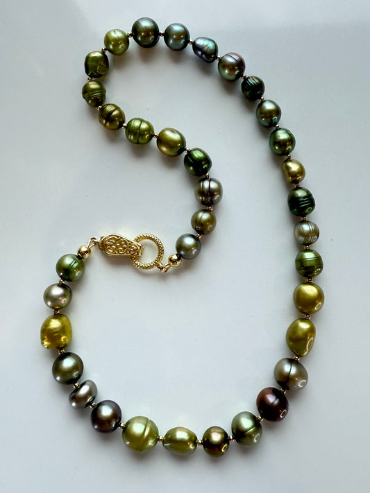 the Golden Hour Baroque Pearl Necklace