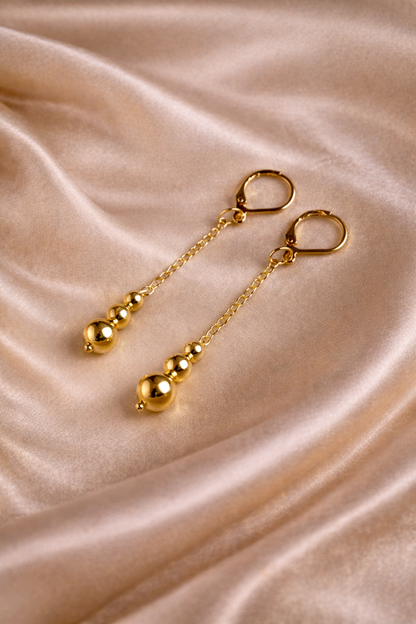 the Gold Sphere Drop Earrings