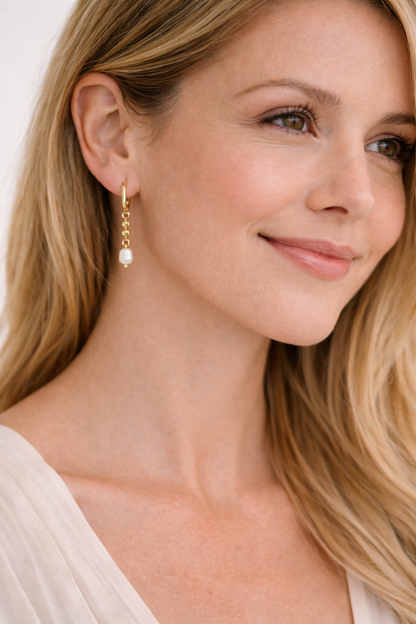 the Amelia Fresh Water Pearl Earrings